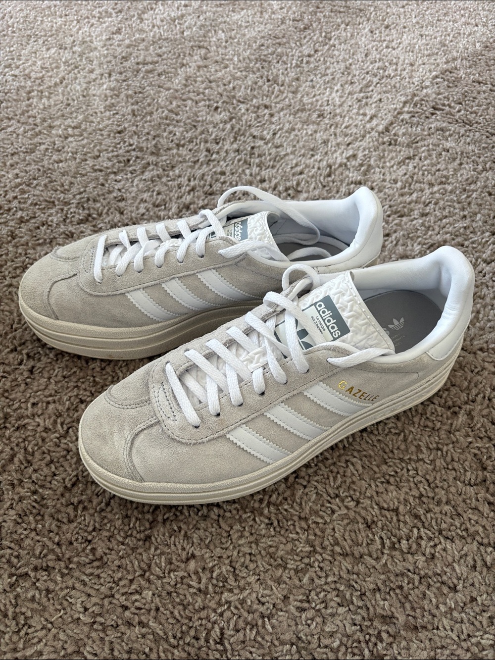 adidas Gazelle Sneakers in Light Gray and White